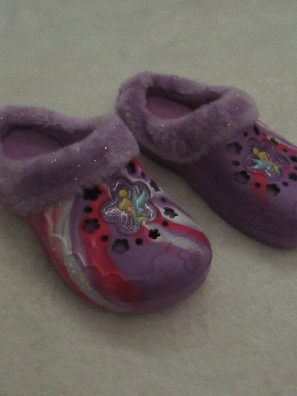 Disney Purple Slip Ons Tinkerbell  Size 13 Kids USED